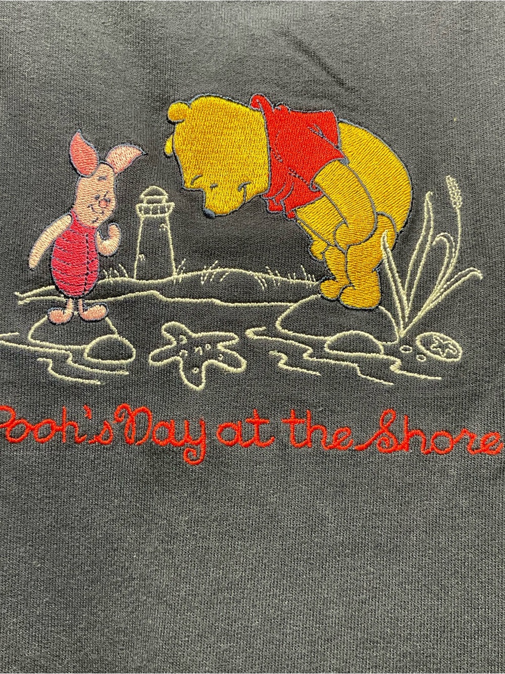 VTG Disney Winnie the Pooh “Day at the shore”Overall Midi Dress Size XL 90s Y2K - Picture 6 of 8